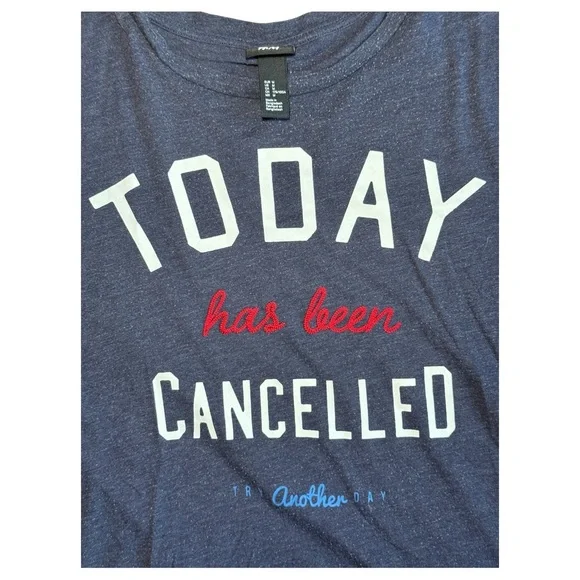 H&M “Today Has Been Cancelled” Graphic Tee – Navy – Size M - Picture 5 of 7
